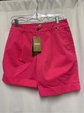 BOSS Women's Pink Taggie High-Rise Cotton Blend Shorts Size US 4